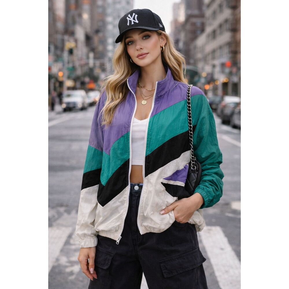 Aviat Sportif France Vintage Colorblock Windbreaker Full Zip